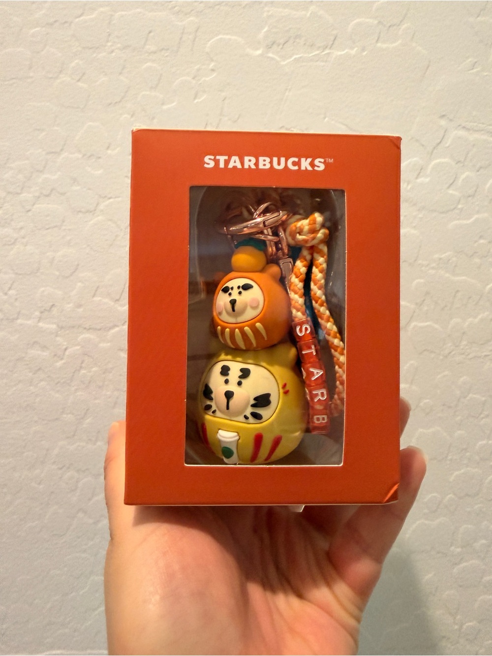 🌻 Starbucks Taiwan 2026 Yellow & Orange Daruma Keychain Charm